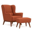 Ver imagem 2 de Poltrona Dekorien Milena Linho Ferrugem Rústico com Puff Premium Decoração