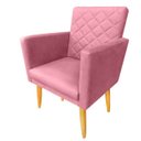 Ver imagem 1 de Poltrona Maitê Suede Rosa Pés Palito