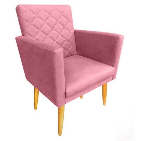 Poltrona Decorativa Maitê Suede Rosa para Penteadeira