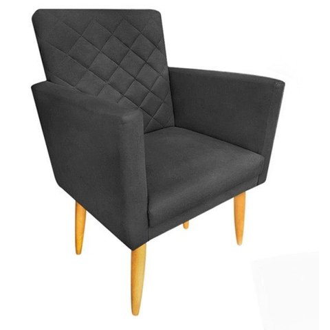 Poltrona Maitê Suede Grafite para Sala e Recepção