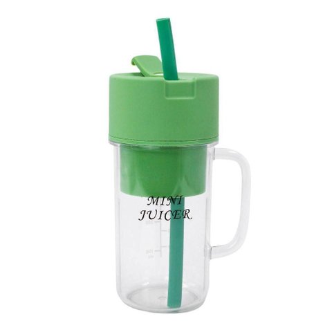 Mini Liquidificador Portátil Juice Cup 0,5L Verde com Caneca Cabo USB Tipo C e Canudo de Silicone