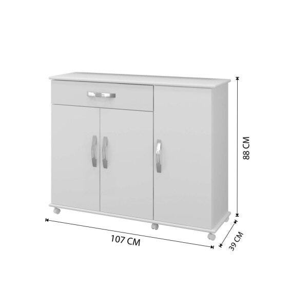 Balcão de Cozinha com Tampo MDF 3 Portas 2 Prateleiras 1 Gaveta Arte Móveis - 3