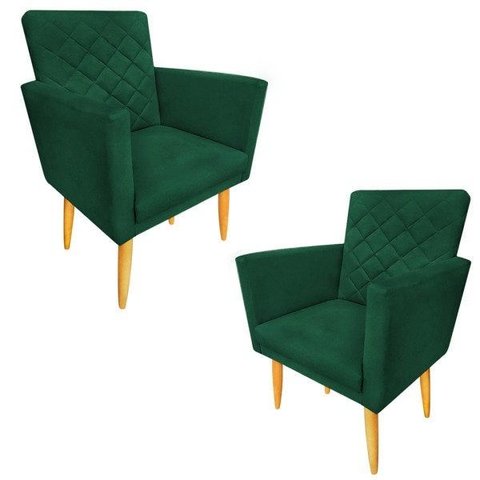 Kit 2 Poltronas Maitê Suede Verde para Recepção