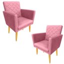 Ver imagem 1 de Kit 2 Poltronas Maitê Suede Rosa para Penteadeira