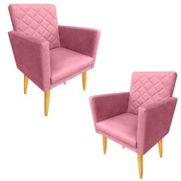 Kit 2 Poltronas Maitê Suede Rosa para Leitura - 1