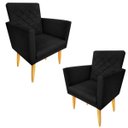Ver imagem 1 de Kit 2 Poltronas Maitê Suede Preto para Leitura