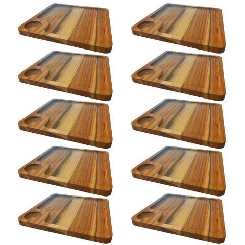 Kit 10 Petisqueiras Teca 23cm Molheira Quadradas Restaurante Bar Porções Petiscos Zanline