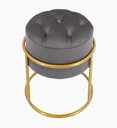 Ver imagem 2 de Kit 2 Puff Banqueta Estofado Decorativo Base de Ferro Capitonê Suede Grafite Eli Móveis e Decoração