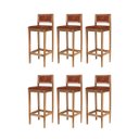 Ver imagem 2 de Kit 6 Banquetas Madeira Area Gourmet Estofadas com Encosto:Mel com Sintetico Whisky