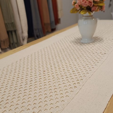 Caminho de Mesa Renda Algodão Cru 45 X 175