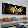 Tela Pintura a Óleo Gravuras Natureza Flor Dourada Arte em Parede Imagens Decoração - 50x150 - 3
