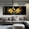 Tela Pintura a Óleo Gravuras Natureza Flor Dourada Arte em Parede Imagens Decoração - 50x150 - 1