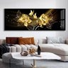 Tela Pintura a Óleo Gravuras Natureza Flor Dourada Arte em Parede Imagens Decoração - 50x150 - 2