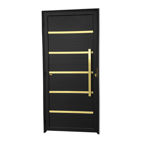 Porta Lambril Premium c/Puxador D. Super Preto Dourado 90 Brimak