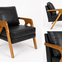 Ver imagem 3 de Kit 2 Poltronas Decorativas Mona Luxo em Madeira Maciça – Estilo Moderno Corino Preto