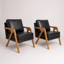 Ver imagem 2 de Kit 2 Poltronas Decorativas Mona Luxo em Madeira Maciça – Estilo Moderno Corino Preto