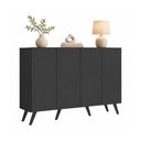 Ver imagem 2 de Aparador Buffet com 4 Portas Retrô 123cm Multimóveis MP1910 Preto