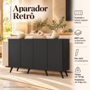 Ver imagem 3 de Aparador Buffet com 4 Portas Retrô 123cm Multimóveis MP1910 Preto