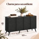 Ver mais imagens de Aparador Buffet com 4 Portas Retrô 123cm Multimóveis MP1910 Preto