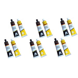 Super Cola Epoxi Metal Aluminio Aço Kit 6 Uni Secagem Rapida Vazamento Rachadura Reparo Multiuso