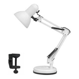 Luminária Pixar Mesa Garra Escritório Regulavel 2 em 1 Leitura Base Metal Articulavel Branca - 3