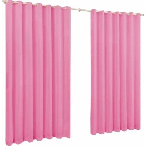 Cortina de Microfibra 4,00x2,80 Rosa Ilhós Cromado Quadrado.