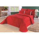 Ver imagem 1 de Kit Edredom Requinte Percal 180 fios + Lençol Casal Queen 6 Peças Branco:Vermelho