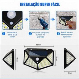 Luminária Energia Solar Parede Kit 5 Unidades 100 LED 3 Funções Lâmpada Sensor Presença - 6