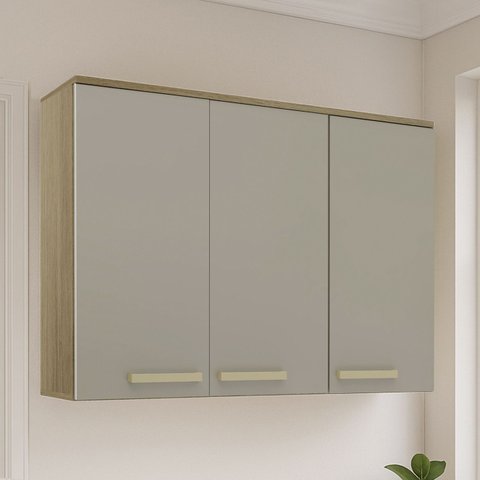 Armário de Cozinha Aéreo 120cm 3 Portas Nádia Mocca/avelã L01 - Mpozenato