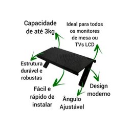 SUPORTE MONITOR NOTEBOOK TV PRATELEIRA AJUSTAVEL PORTA DOCUMENTOS ORGANIZADOR DECODIFICADOR - 5