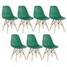 Kit 7 Cadeiras Charles Eames Eiffel Dsw - Base de Madeira Clara - Verde Escuro - 1