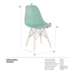 Kit 7 Cadeiras Charles Eames Eiffel Dsw - Base de Madeira Clara - Verde Escuro - 7