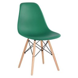 Kit 7 Cadeiras Charles Eames Eiffel Dsw - Base de Madeira Clara - Verde Escuro - 2