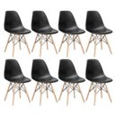 Ver imagem 1 de Kit 8 Cadeiras Charles Eames Eiffel Dsw - Base de Madeira Clara - Preto