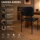 Ver imagem 3 de Cadeira Sala de Jantar ou Cozinha Aurora Preta Estofada Kit 4 Unidades