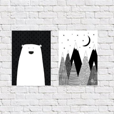 Kit 2 Placas Decor Infantil Escandinava 18x27cm