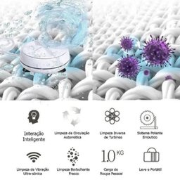 Mini Maquina Lavar Roupas no Balde Rotativo USB Portátil Lavadoura - 9