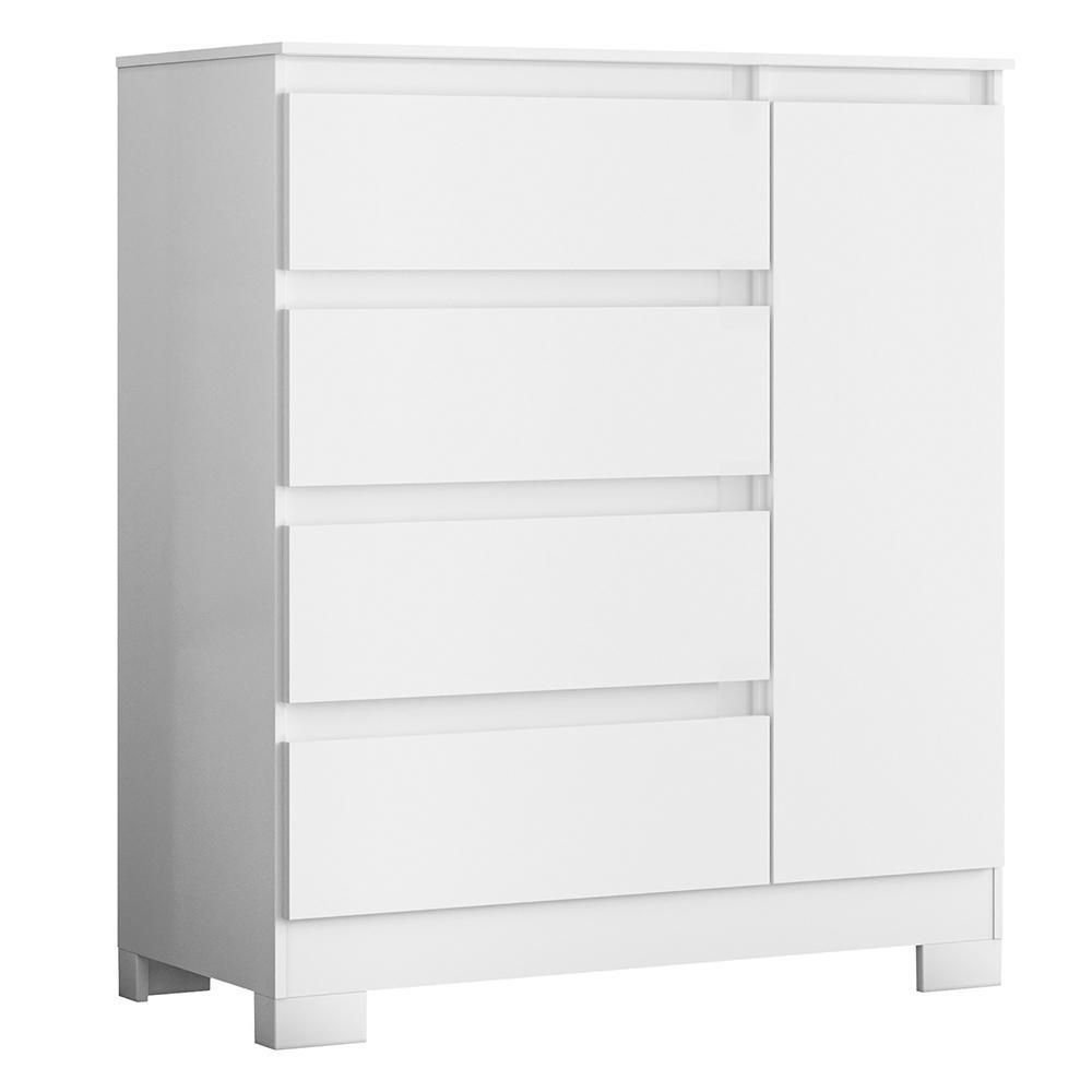 Cômoda Sapateira Olímpia 1 Portas e 4 Gavetas Quadriflex Branco ...