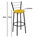 Ver imagem 2 de Kit 3 Banquetas Alta Preta com Encosto Assento Amarelo Jaddi