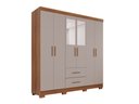 Ver imagem 1 de Guarda-roupa Casal 6 Portas 2 Gavetas com Espelho Estrela Premium Salleto Cinamomo/off White