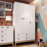 Guarda-roupas Infantil 03 Portas e 02 Gavetas Linha Favo de Mel Fm006 Branco - 1