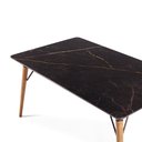 Ver imagem 4 de Mesa Jantar Netuno 6 Lugares 160x100 Cm Pés Madeira Metal Vidro Marmorizado Mr
