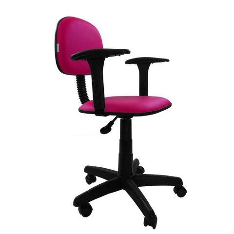 Cadeira Secretaria Giratoria Polo com Braco Regulavel - Couro SinteticoCorano - Pink
