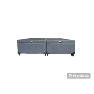 Cama Box Baú Queen Bipartido Blindado Linhão Preto Com Pistão A Gás