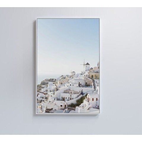 Quadro Paisagem Ilha Santorini - 60x90 - Vidro Impresso