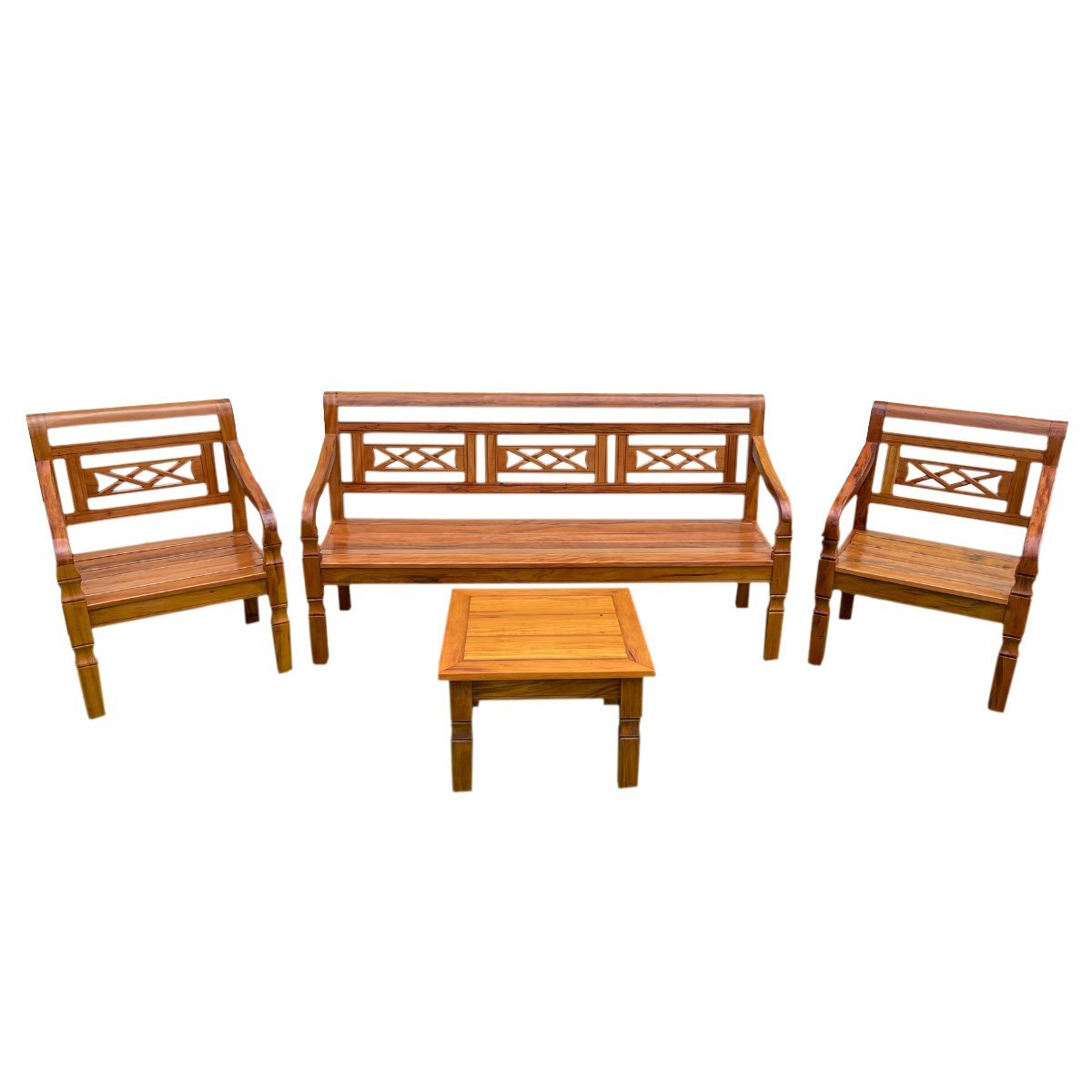 Kit Jogo de Banco Com Mesa de Centro em Madeira de Demolição Modelo X Sudeste Rústico - 1