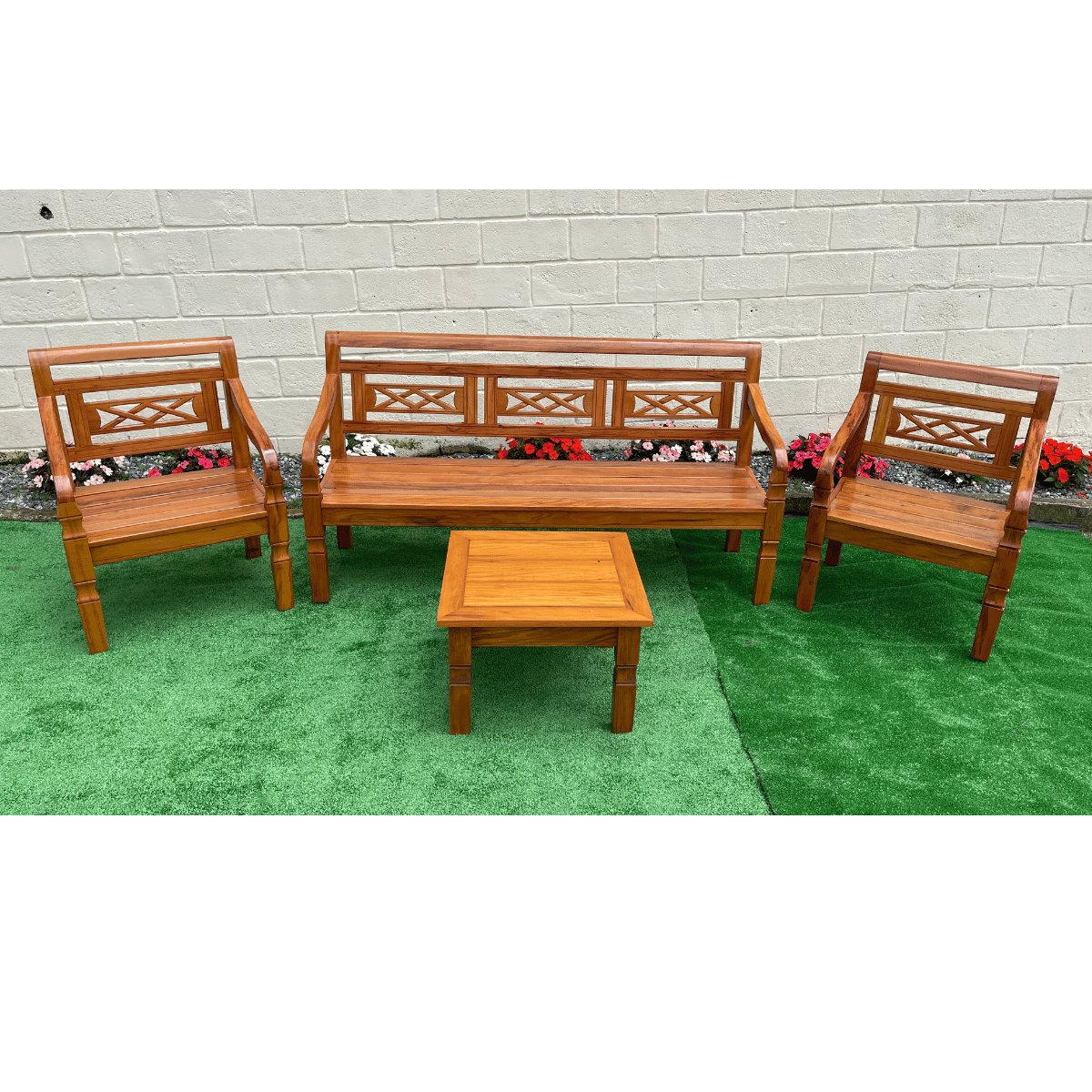 Kit Jogo de Banco Com Mesa de Centro em Madeira de Demolição Modelo X Sudeste Rústico - 3