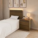 Ver imagem 1 de Painel Cabeceira Frisado Solteiro com LED e Mesa de Cabeceira 109x90cm Polidoro