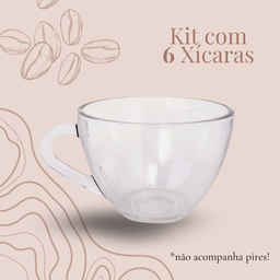 Jogo Xicaras Café/chá Vidro Transparente 220ml 6 Pç S/ Pires - 4
