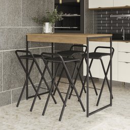 Bancada Gourmet Industrial 103 cm Freijó/Preto Kappesberg - 4